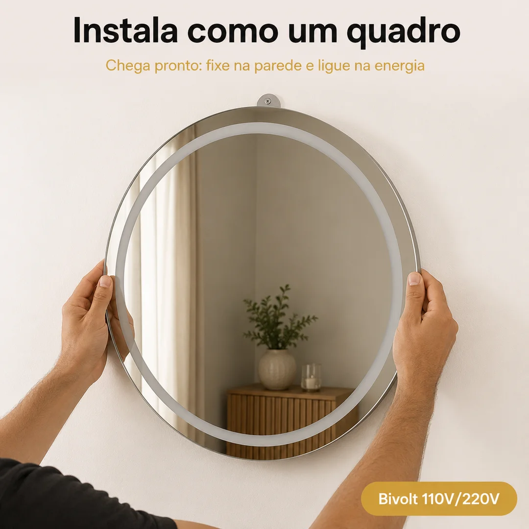 Instala como um quadro: chega pronto, bivolt 110V/220V